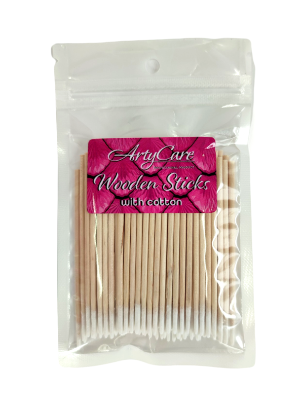 Wooden sticks with cotton 100 psc