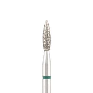 Diamond bit "flame" sharp green, L- 8,0 mm, Ø2,1 mm